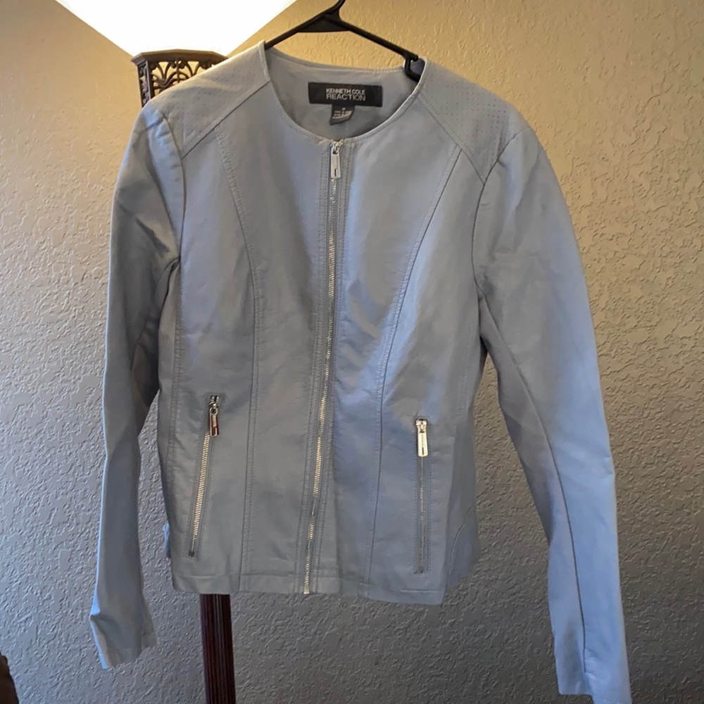 Kenneth Cole Reaction Purple Leather Jacket
